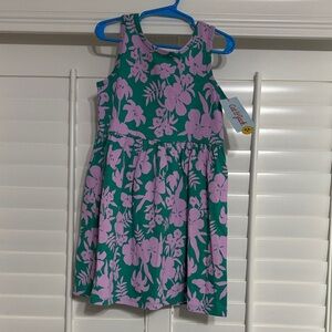 Cat & Jack Girls' Teal Dress with Pink Floral Print
